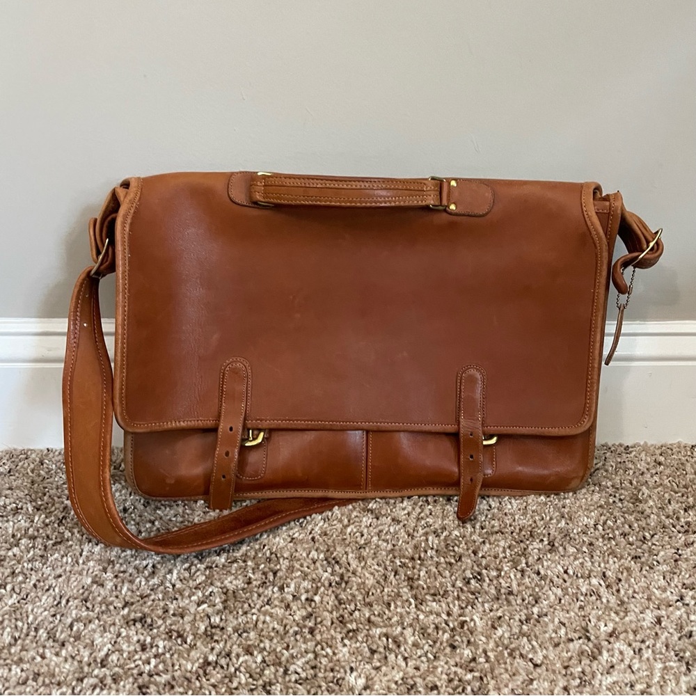 Vintage Coach leather briefcase cognac brown